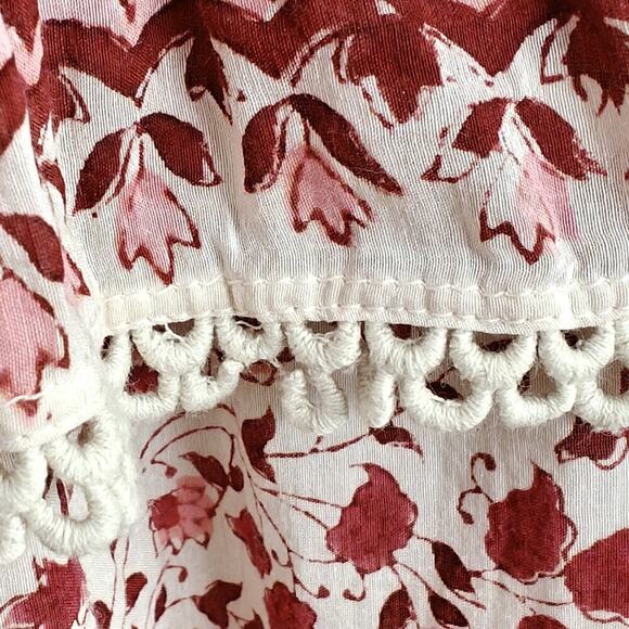 Alicia Bell Paisley Floral Tiered Peasant Dress Size Small Beaded Tassels Boho - Picture 8 of 13